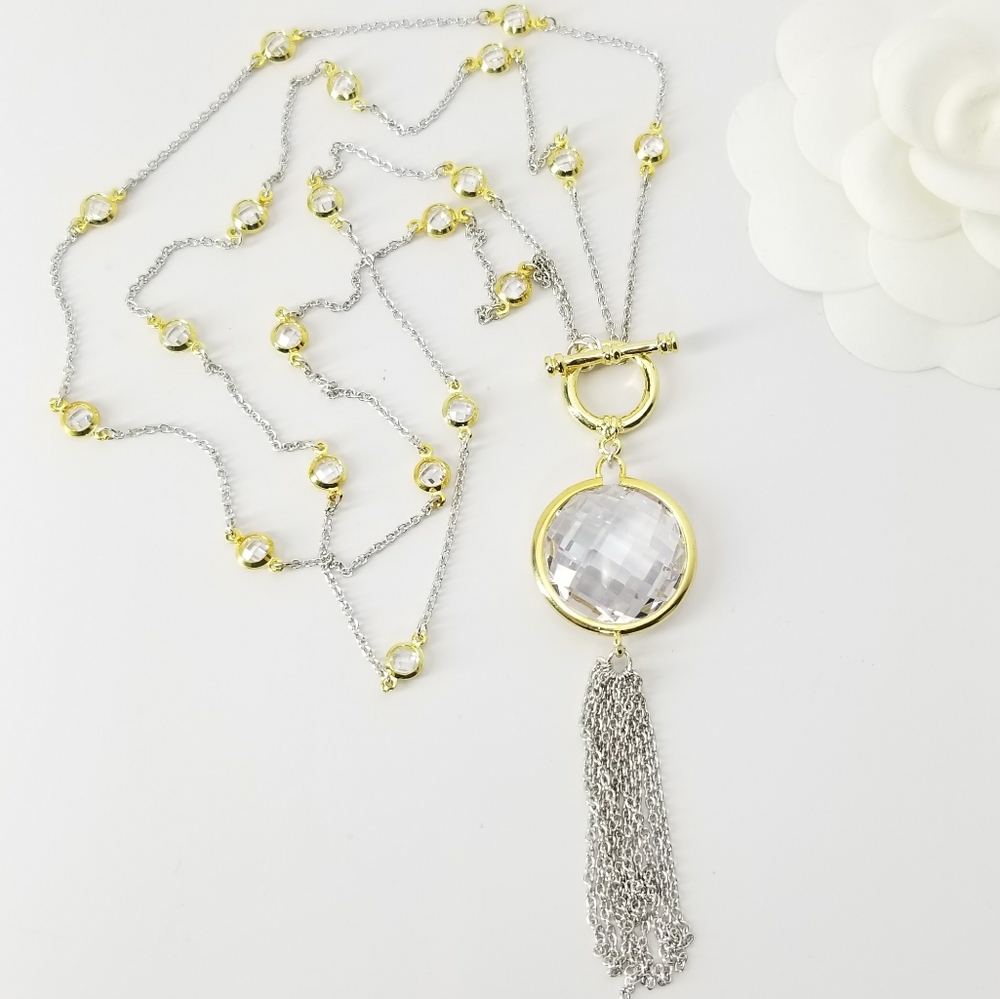 2 Ways Tassel CZ by the Yard Necklace NWT - Picture 5 of 12